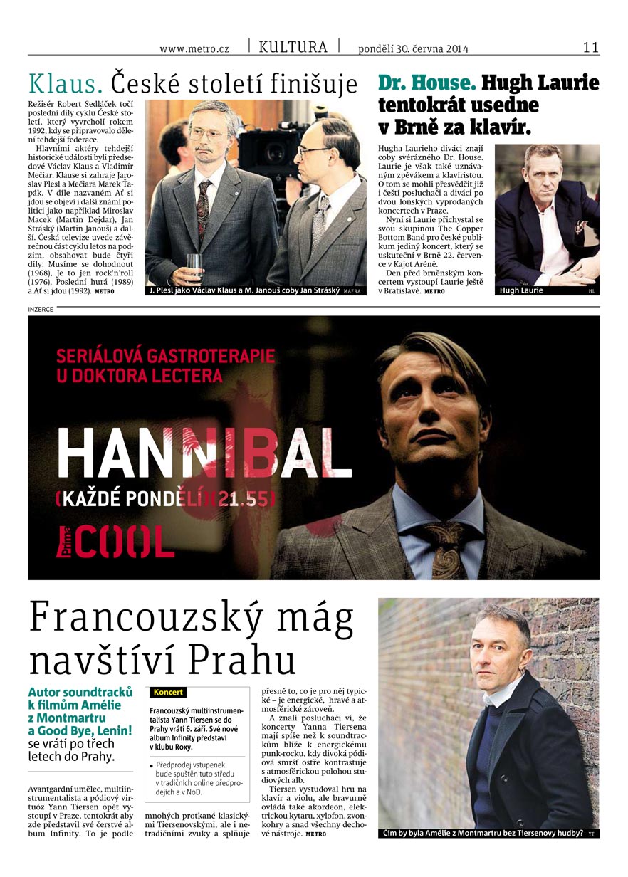 Reklama na seriál Hannibal.