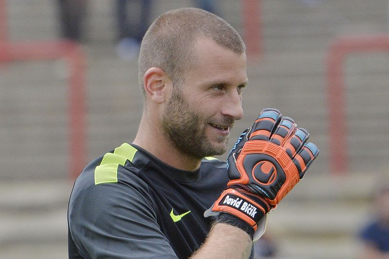 Brankář David Bičík.