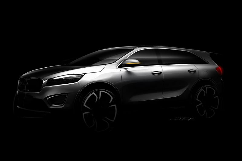 Stylizovaný obrázek odhaluje dravější rysy modelu Sorento.