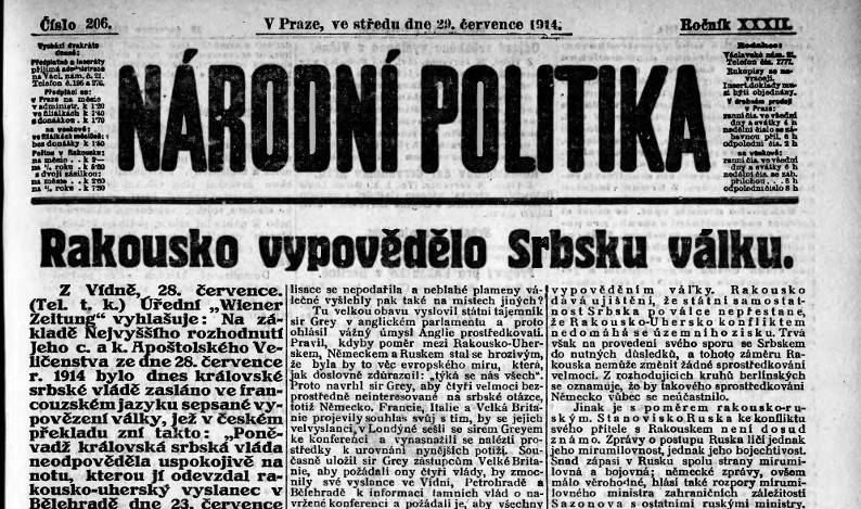 Národní politika z 29. 7. 1914.