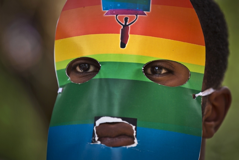 Protest gayů v Nairobi - solidarita s homosexuály v Ugandě.