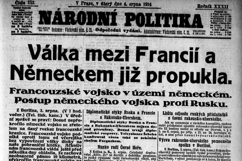 Národní politika z 4. srpna 1914.