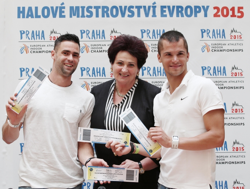 Foto zleva: Jan Kudlička (skok o tyči), Helena Fibingerová (světová rekordmanka ve vrhu koulí), Jakub Holuša (běh).