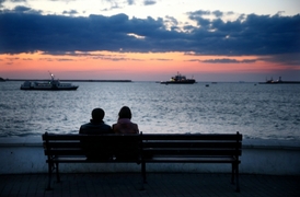 Sevastopol, přístav na krymském pobřeží Černého moře.