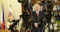 Tehdejší český prezident Václav Klaus během novoročního projevu 1.1.2013.