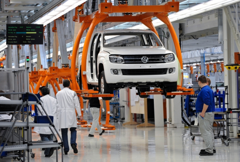 Automobilka Volkswagen v Hannoveru.