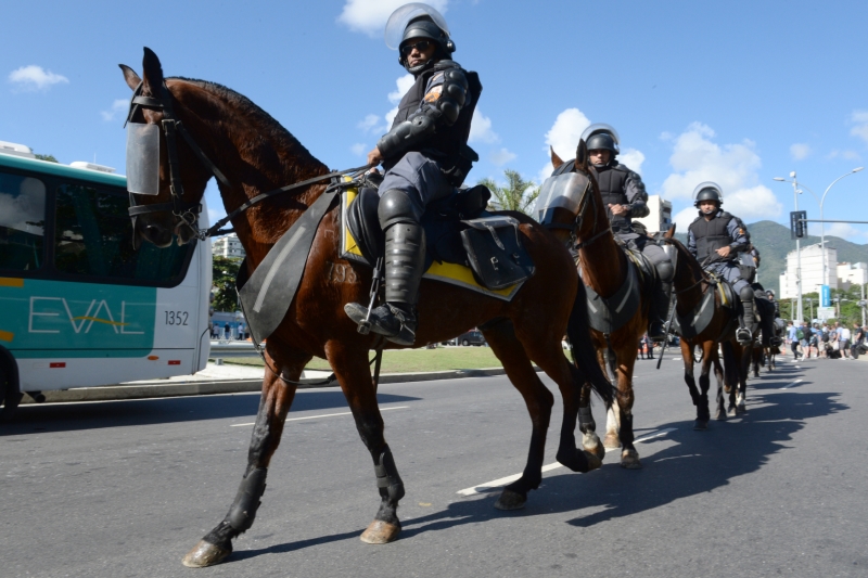 Policisté na koních.