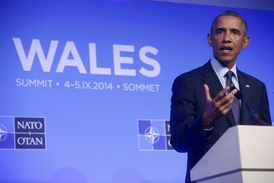 Prezident Barack Obama mluví na konferenci NATO ve Walesu.