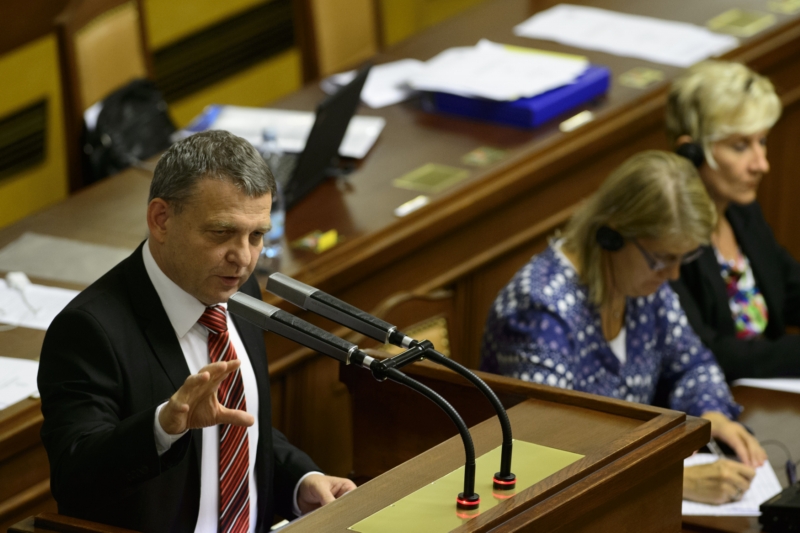 Ministr zahraničí Lubomír Zaorálek hovoří na schůzi sněmovny. Ministr zahraničí Lubomír Zaorálek hovoří na schůzi sněmovny.