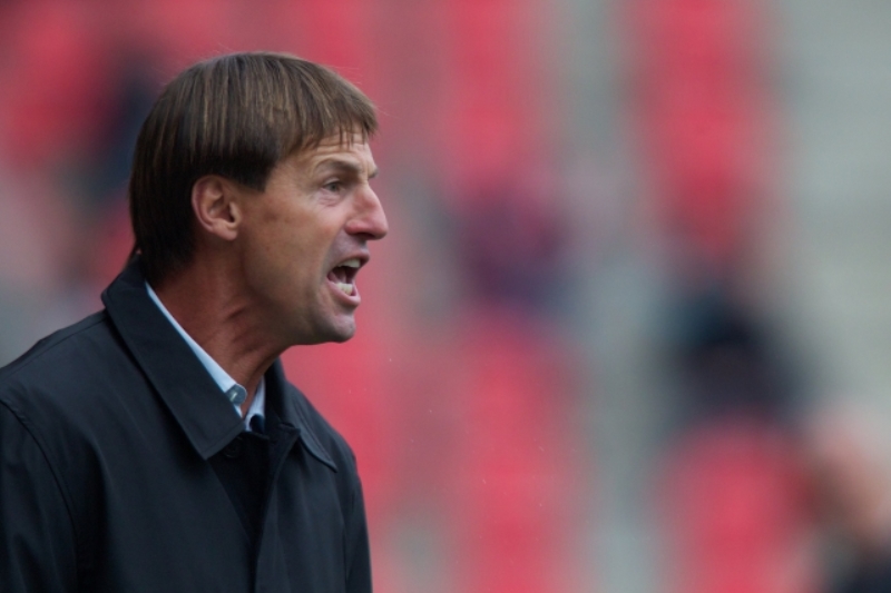 Trenér fotbalistů Slovanu Bratislava František Straka. 
