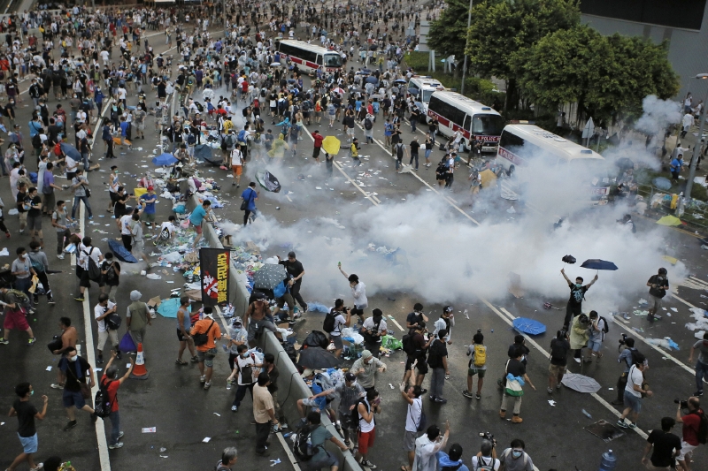 Prodemokratické protesty v Hongkongu.