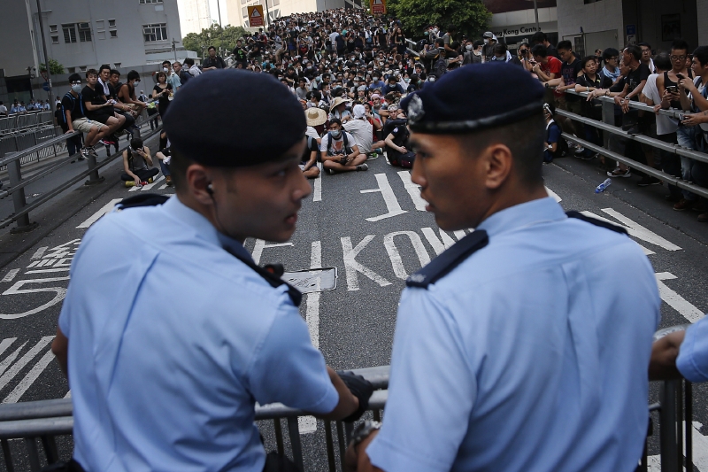 Fotografie z 29.9.2014, kdy situace v Hongkongu byla dramatičtější.