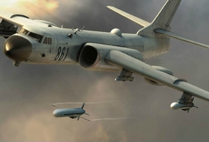 Čínský bombardér nesoucí hypersonickou střelu (grafika).