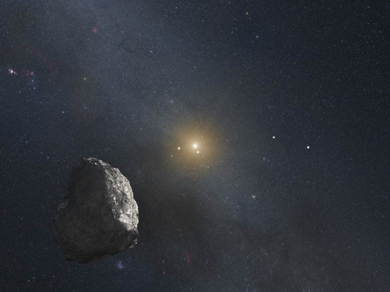 Balvan, k němuž míří sonda New Horizons, jak si ho představuje kreslíř NASA.