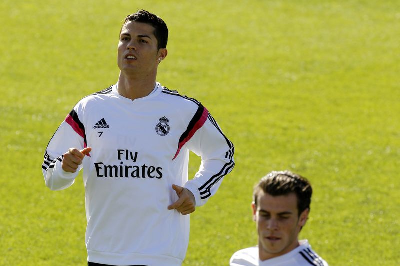 "Božský" Cristiano na tréninku před utkáním Ligy mistrů. 