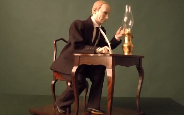 Vladimír Vladimírovič podepisuje anekci Krymu.