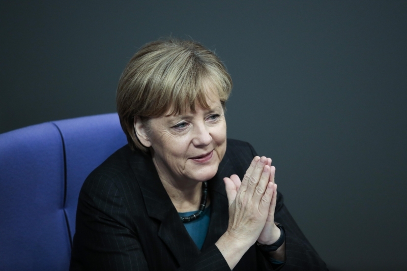 Angela Merkelová oslavuje pád Berlínské zdi.