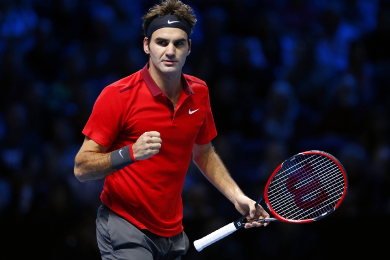 Radující se Roger Federer.