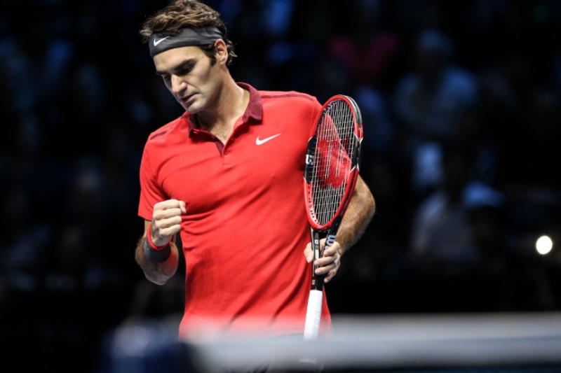 Radující se Roger Federer.
