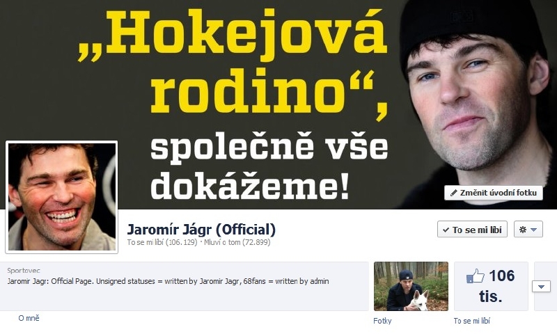 Facebook Jaromíra Jágra. 