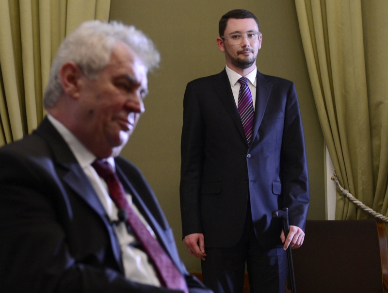 Prezident Miloš Zeman s mluvčím Ovčáčkem.