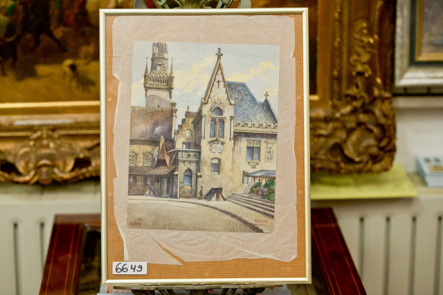 Obraz o rozměrech 28 krát 22 centimetrů s názvem Matriční úřad a Stará radnice Mnichov nyní pravděpodobně poputuje na Blízký východ.