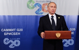 Ruský prezident Vladimir Putin na konferenci G20 v Brisbane.