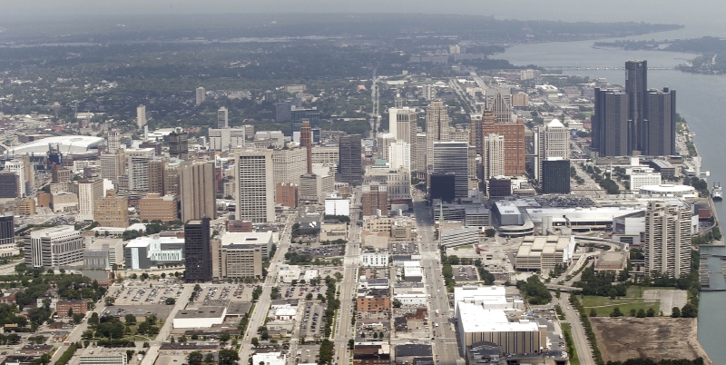 Americké město Detroit, metropole státu Michigan.