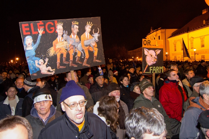 Protest v Budapešti proti korupci (ilustrační foto ze začátku prosince 2014).