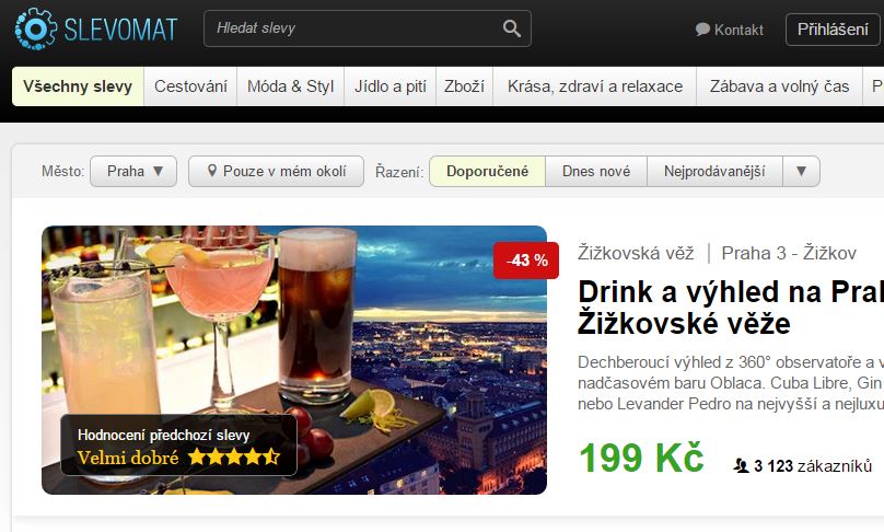 Stránky Slevomatu. Stránky Slevomatu.
