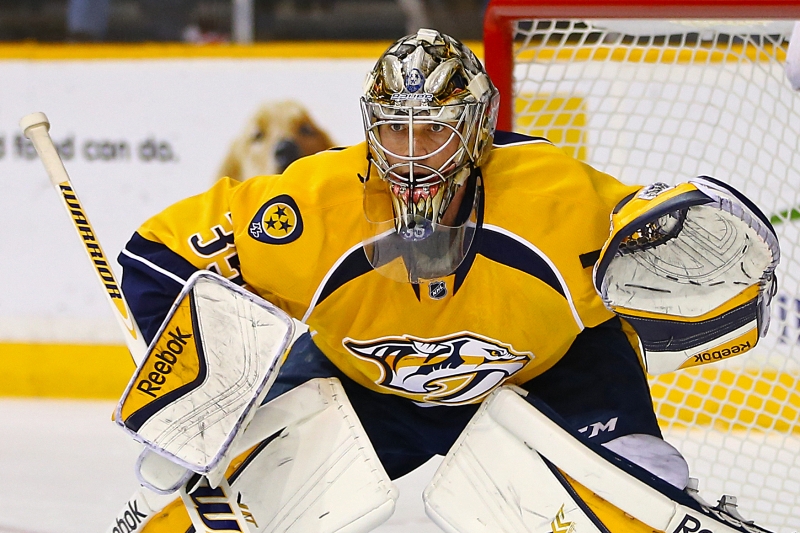 Gólman Nashvillu Pekka Rinne.