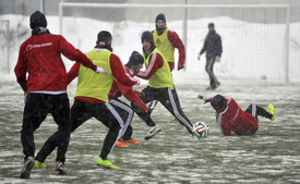 Hráči Jihlavy si na úvod přípravy zahráli i fotbal.
