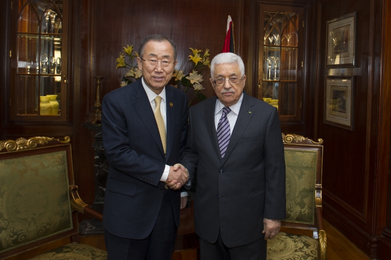 Šéf OSN a palestinský prezient v Káhiře (prosinec 2014).