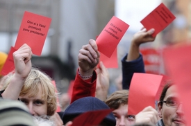 Prezidenta Miloše Zemana přivítaly v Pardubicích asi tři desítky demonstrantů (ilustrační foto).