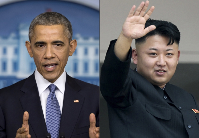 Americký prezident Barack Obama (vlevo) a severokorejský vůdce Kim Čong Un.