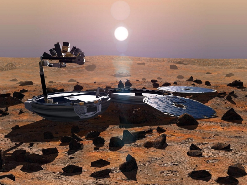 Sonda Beagle 2 na počítačové animaci.