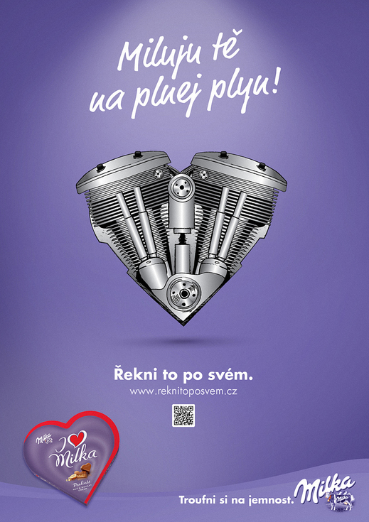 Motorkář z kampaně Milka.
