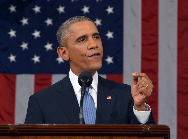 Prezident Barack Obama přednáší poselství o stavu unie.