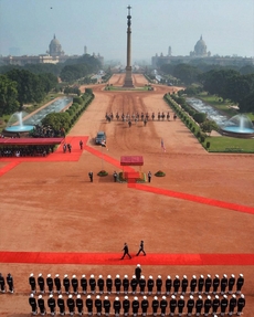 Obama v indickém prezidentském paláci v Novém Dillí.