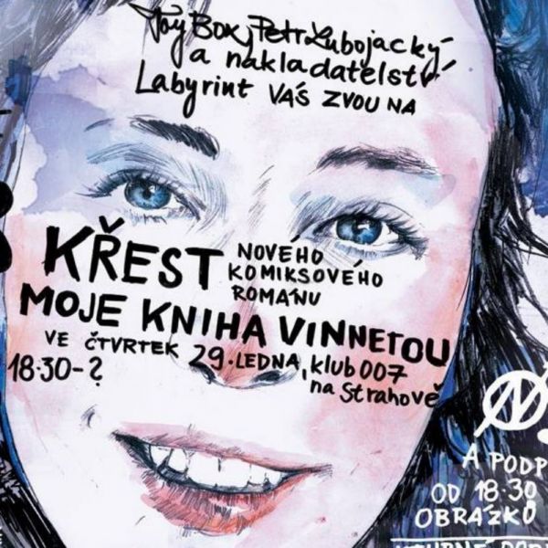 Upoutávka na křest knihy.