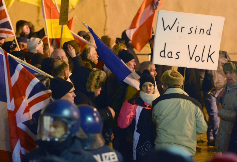 Demonstrace hnutí Pegida.