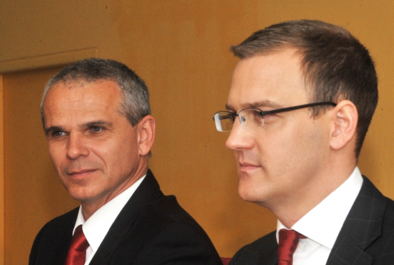 Majitel klubu Daniel Křetínský (vpravo) a trenér Vítězslav Lavička.