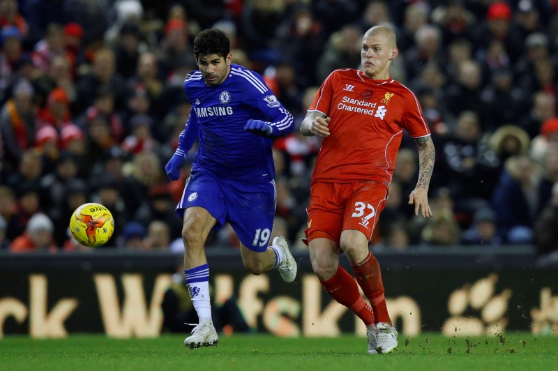 Diego Costa z Chelsea a Martin Škrtel z Liverpoolu.