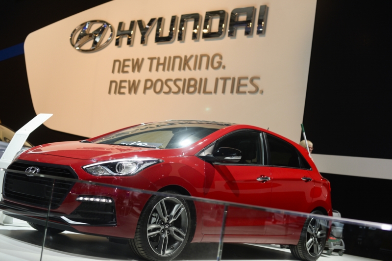 Stánek Hyundai na autosalonu European Motor Show v Bruselu (snímek ze 14. ledna 2015).