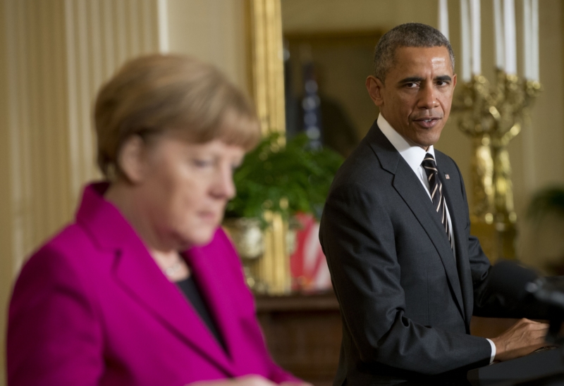 Merkelová a Obama.