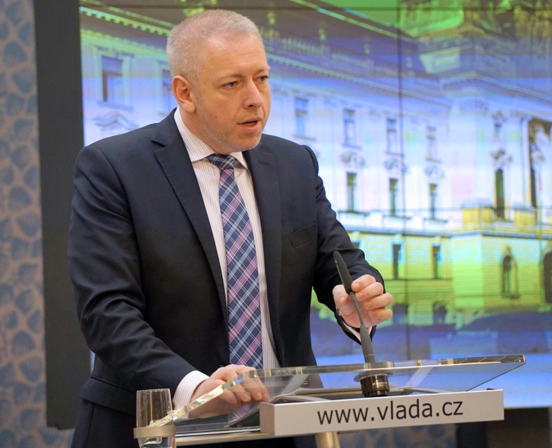 Ministr vnitra Milan Chovanec na tiskové konferenci po jednání vlády.