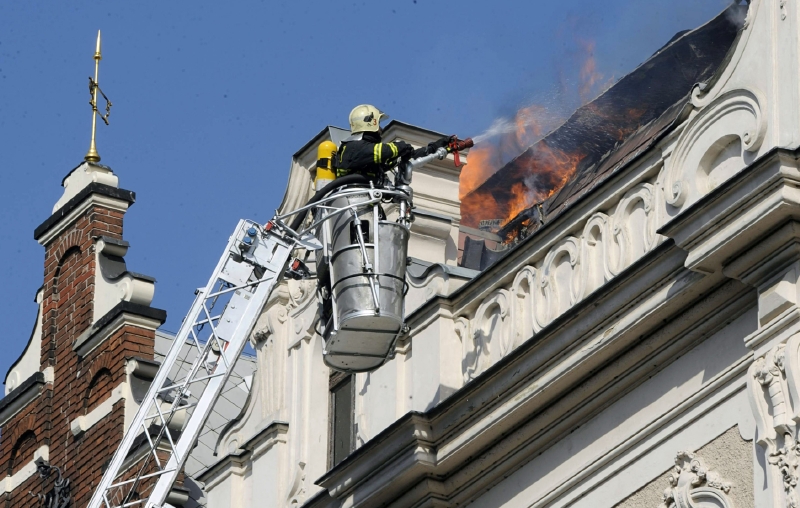 Požár v centru Prahy.