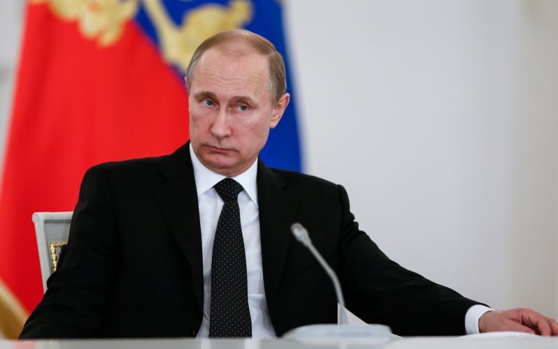Prezident Putin na setkání v Moskvě 17. března kvůli plánování Dne vítězství (ve druhé světové válce).