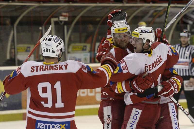 Radost hokejistů Slavie.
