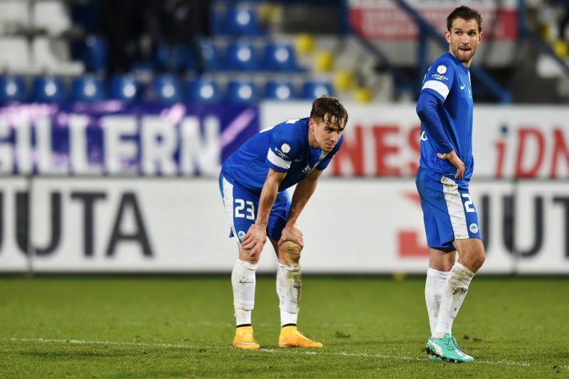 Zklamaní fotbalisté Slovanu Liberec.